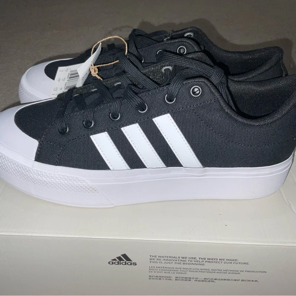 adidas Women's Black and White Platform Canvas Sneakers